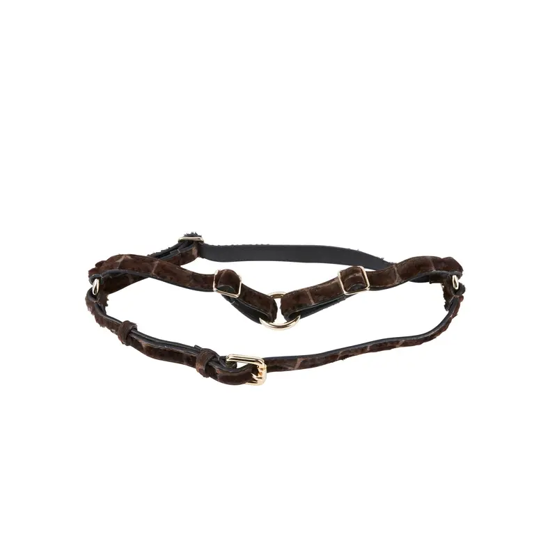Brown Snake Print Hair On Hide Italian Leather Harness