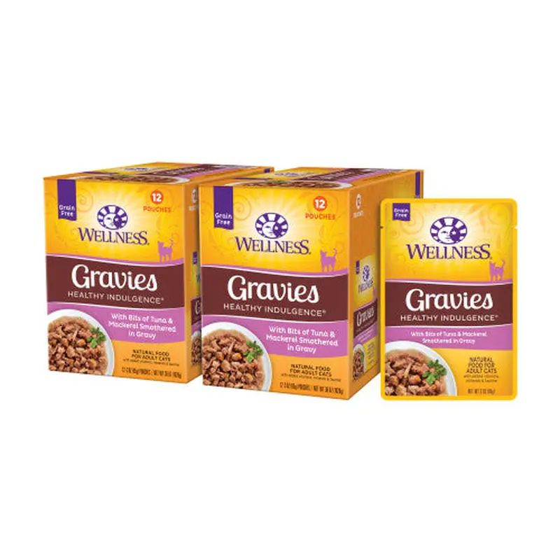 Wellness Adult Pouch Healthy Indulge Gravies Tuna and Mackerel Wet Cat Food (3oz)