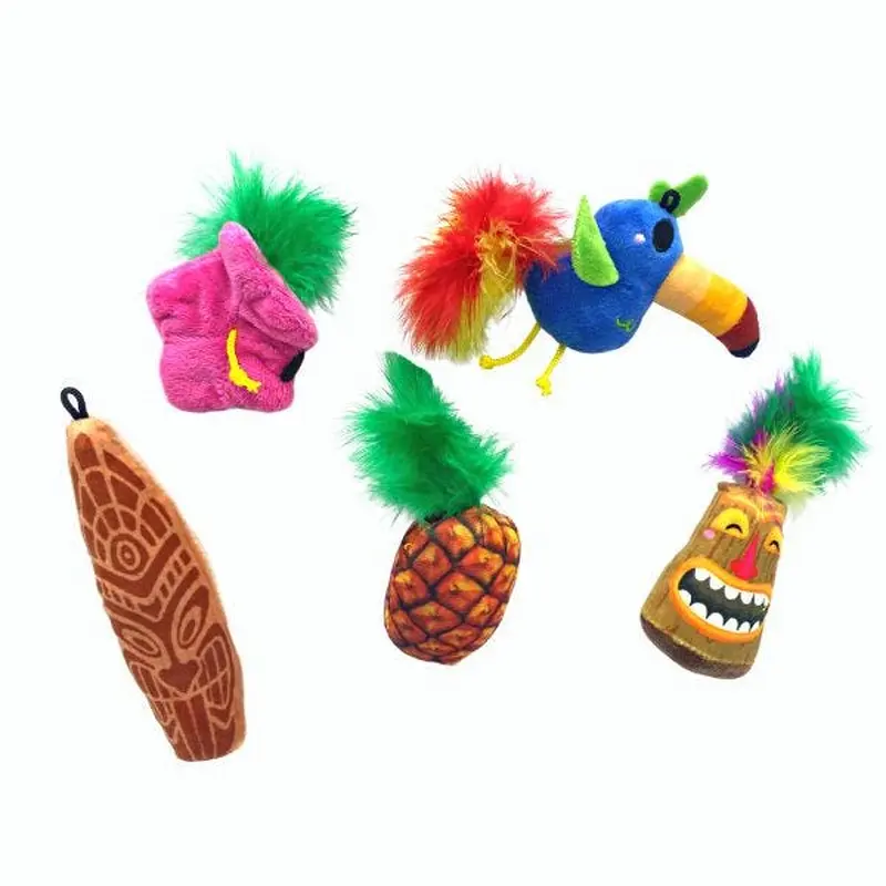 Fabcat Plush Cat toy with Catnip Tiki Single Assorted