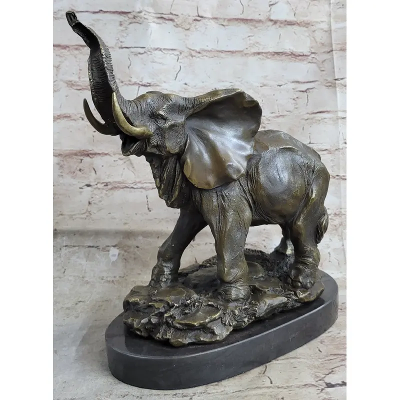 Bronze Metal Elephant Statue Sculpture Figure Figurine 12" x 14"