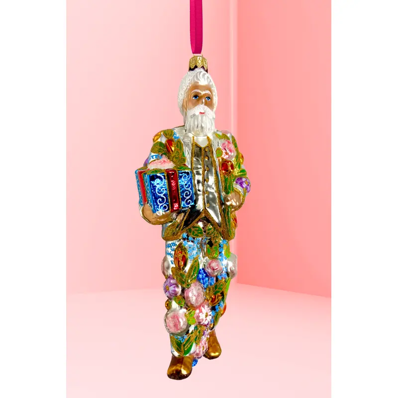 Silver Lining Santa Polish Glass Ornament