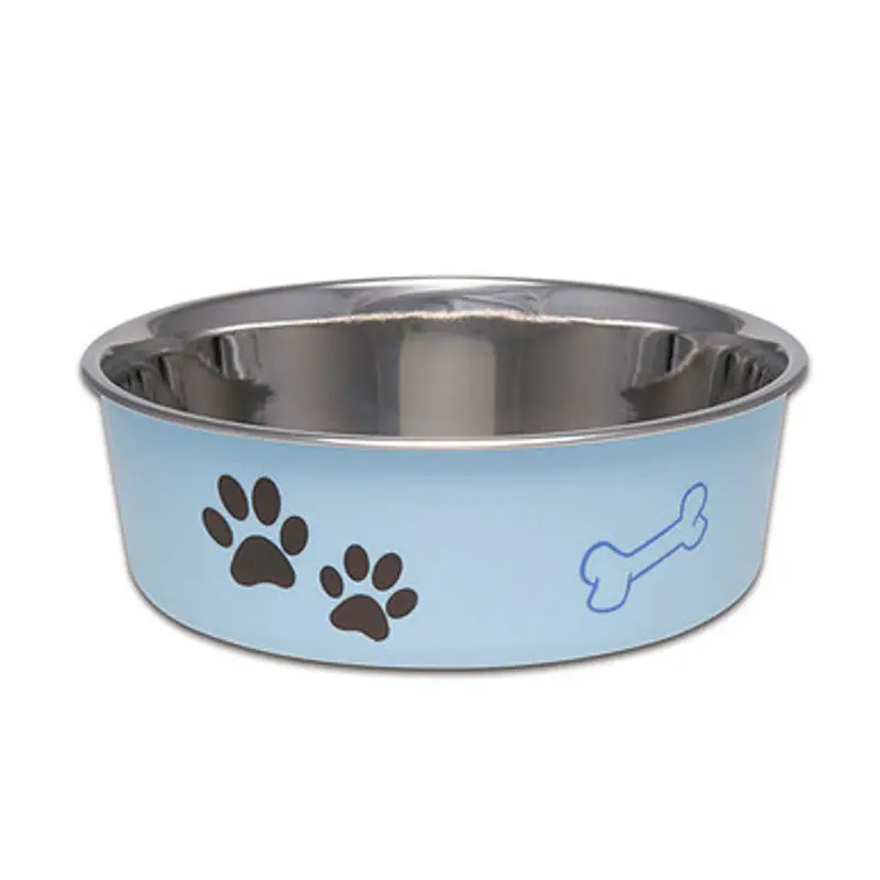 Loving Pets Bella Stainless Steel Dog Bowl Blue Large
