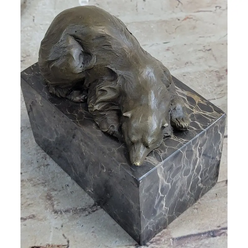 Signed Original Milo Polar Bear Bronze Sculpture Marble Base Figurine Figure Art