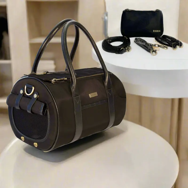 Pet Carrier and Multifunctional Bag in Black