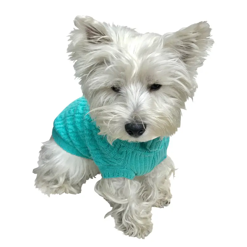 Scottish Cableknit Sweater, Light Turquoise