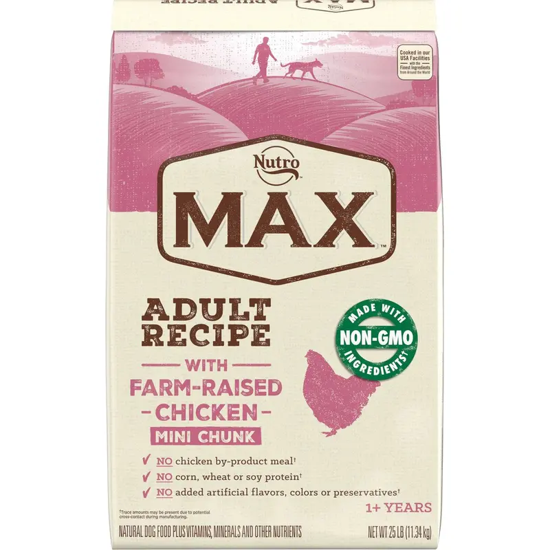 NUTRO MAX Mini Chunks Adult Farm-Raised Chicken Recipe Natural Dry Dog Food