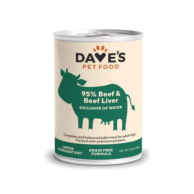 Dave's Pet Food Premium 95% Beef & Beef Liver