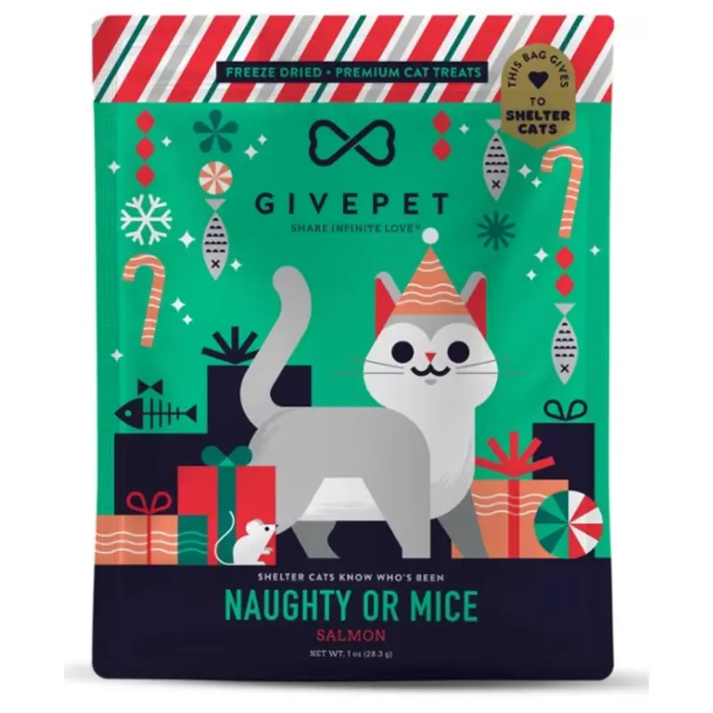 Givepet Naughty or Mice Salmon Freeze Dried Cat Treats 1 oz