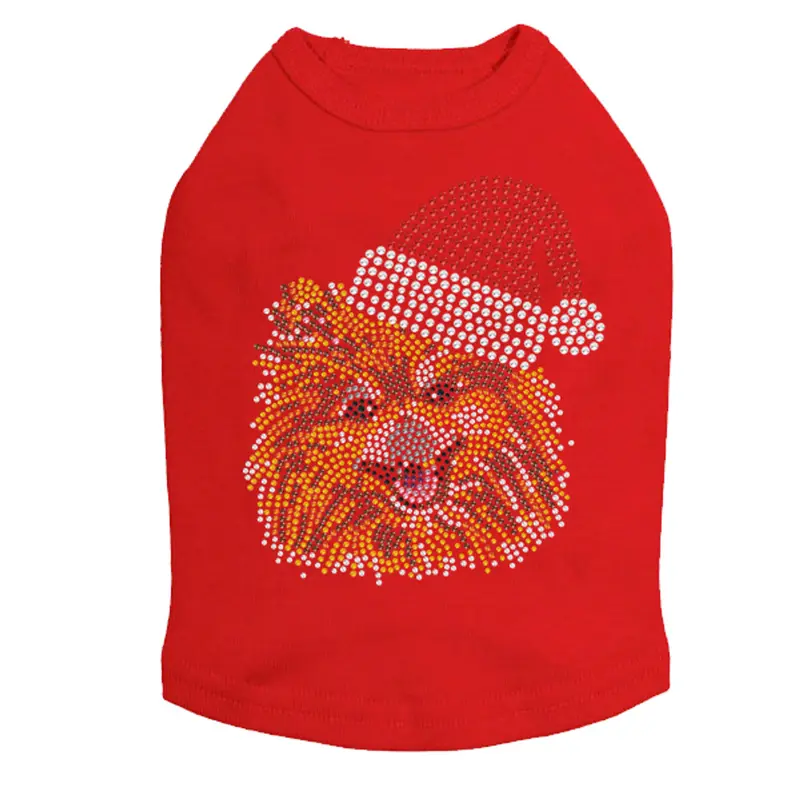 Pomeranian with Santa Hat - Dog Tank
