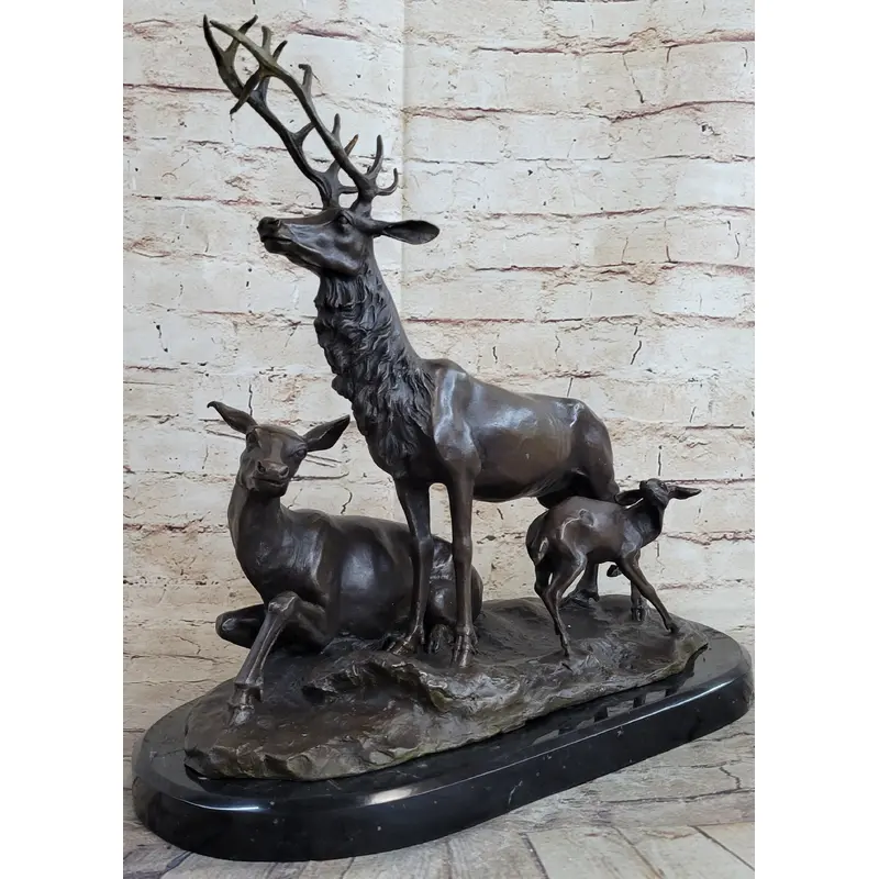 Bronze Marble Statue Elk Deer Caribou Buck Stag Lodge Sculpture Statue