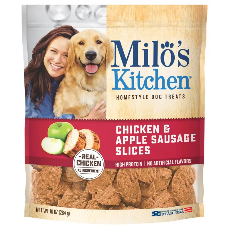 Milo's Kitchen Chicken and Apple Sausage Slices Dog Treats