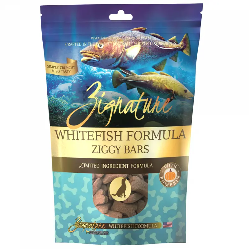 Zignature Zssential Ziggy Bars Whitefish Formula Dog Treats