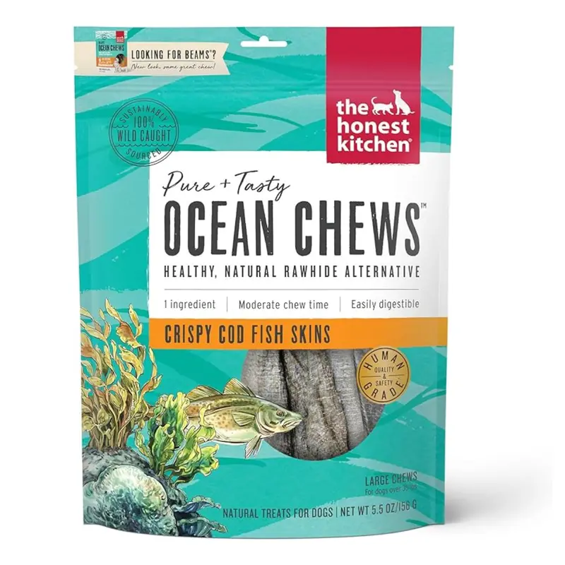 The Honest Kitchen Beams Ocean Chews Cod Fish Skins Dog Treats - 5.5oz Pouch