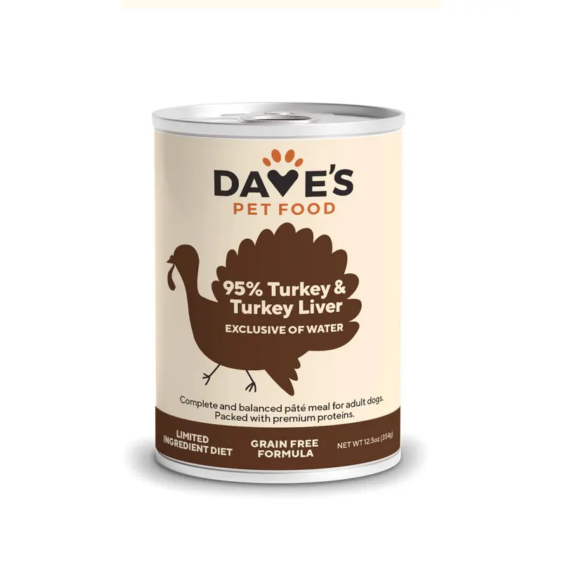 Dave's Pet Food Premium 95% Turkey & Turkey Liver