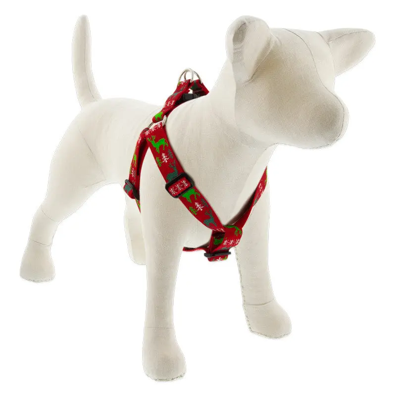 Lupine Holiday Step-In 3/4" Wide 20"-30" Girth Size Happy Holidays Red Dog Harness