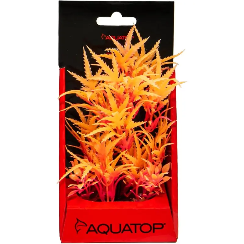 Aquatop Fluorescent Cannabis plant Aquarium Decoration 6in Tangerine