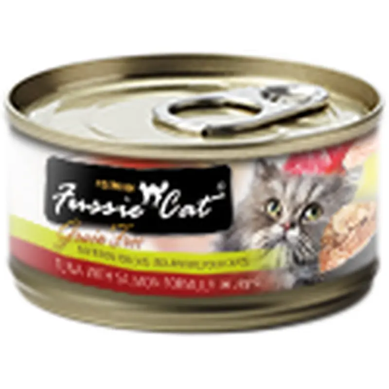 Fussie Cat Can Tuna and Salmon in Aspic GF 2.82oz