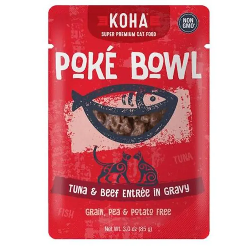 Koha Poke Bowl Tuna & Beef Entree Wet Cat Food 3oz pouch