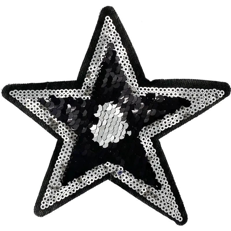 Large Sequin Star (Black & Silver) - Patch