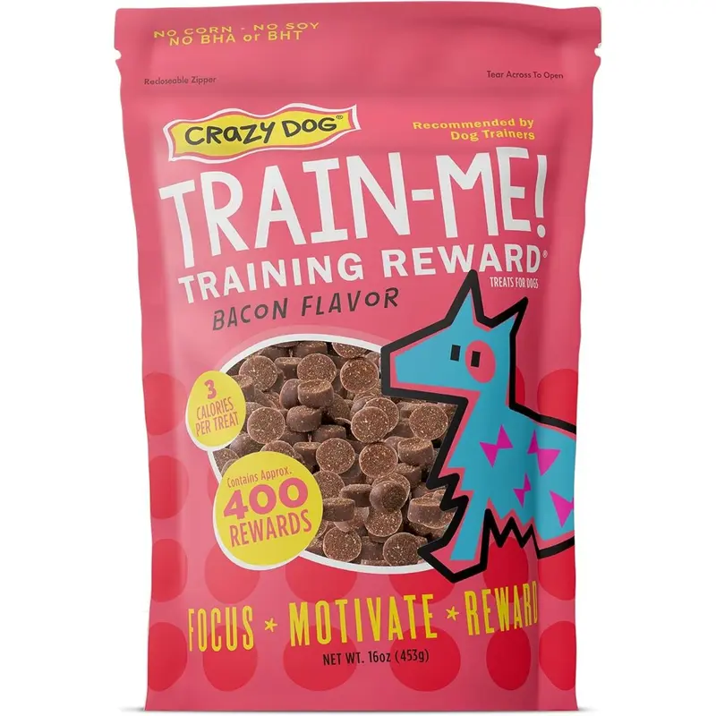 Crazy Dog Train Me! Bacon Regular Size Dog Treats 16oz