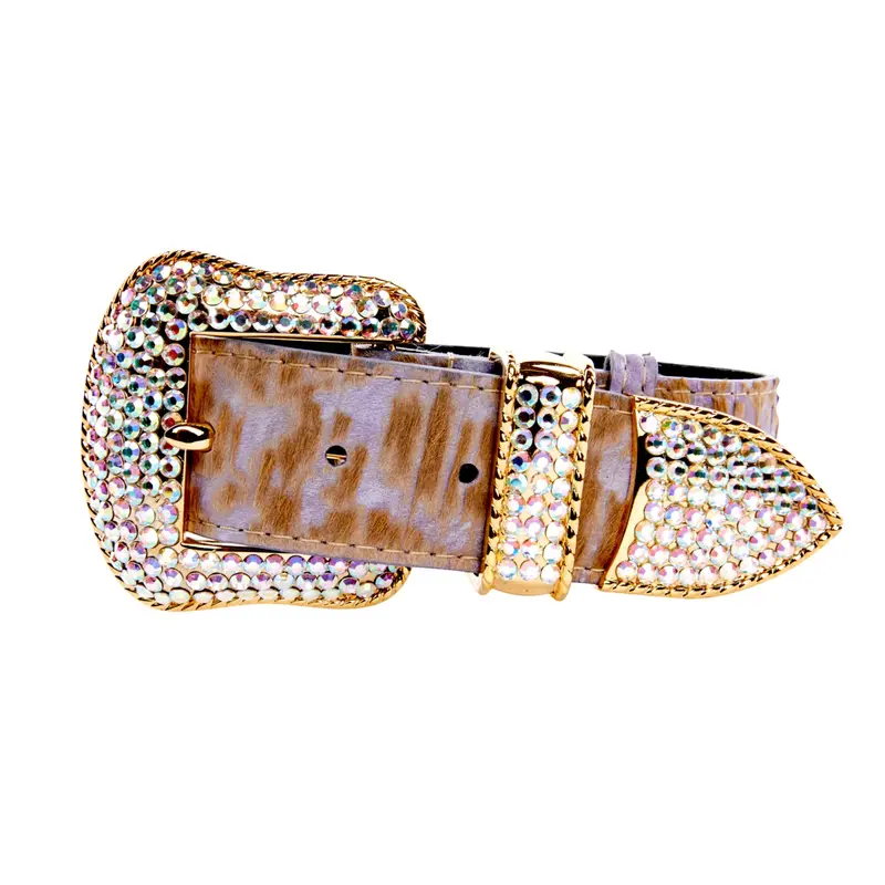 Light Purple Velvety Hair On Hide Italian Leather Swarovski Crystal Collar
