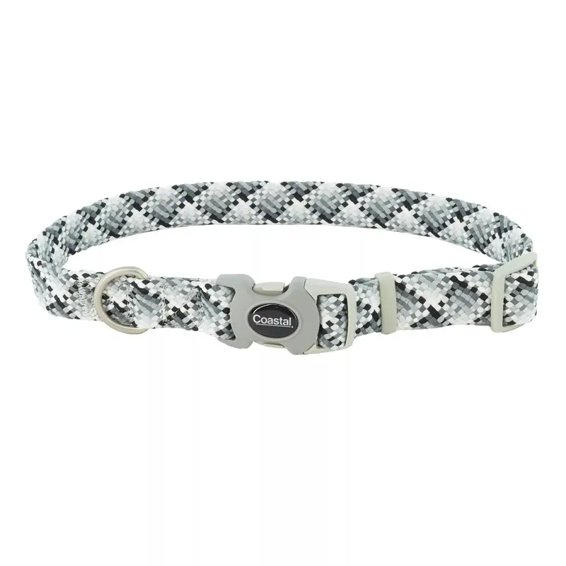 Coastal Pro Active Adjustable Woven Reflective Dog Collar S/M Grey Scale