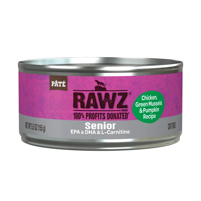 Rawz Chicken ,Green Mussels & Pumpkin Senior Cat Canned 5.5oz