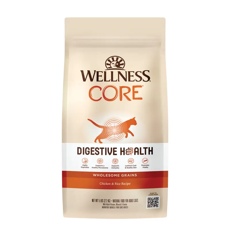 Wellness CORE Digestive Health Chicken & Rice Dry Cat Food 5lb Bag