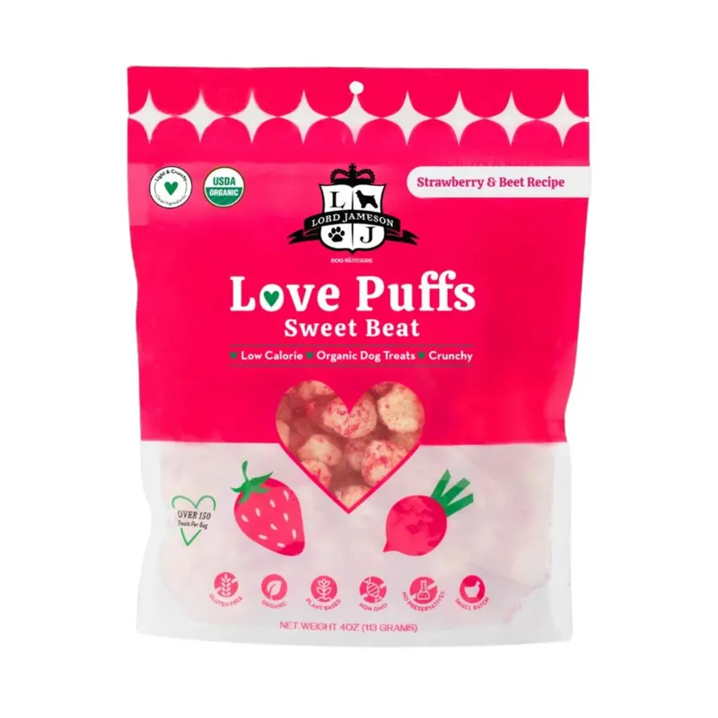 Lord Jameson Sweet Beat Love Puffs Organic Dog Treats 4oz
