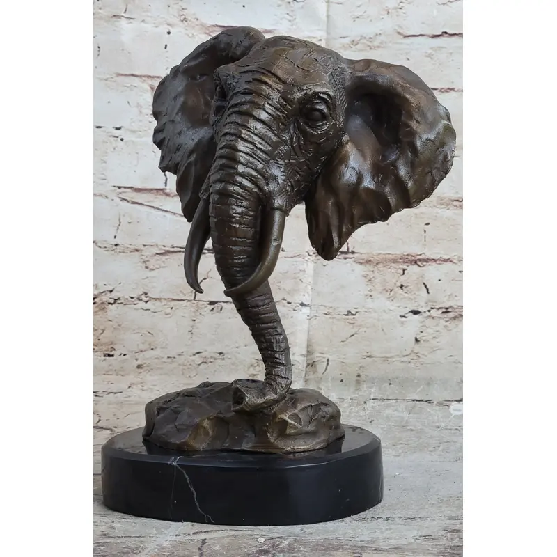 Original Milo Large Elephant Bust Bronze Sculpture Statue Wildlife Safari Decor