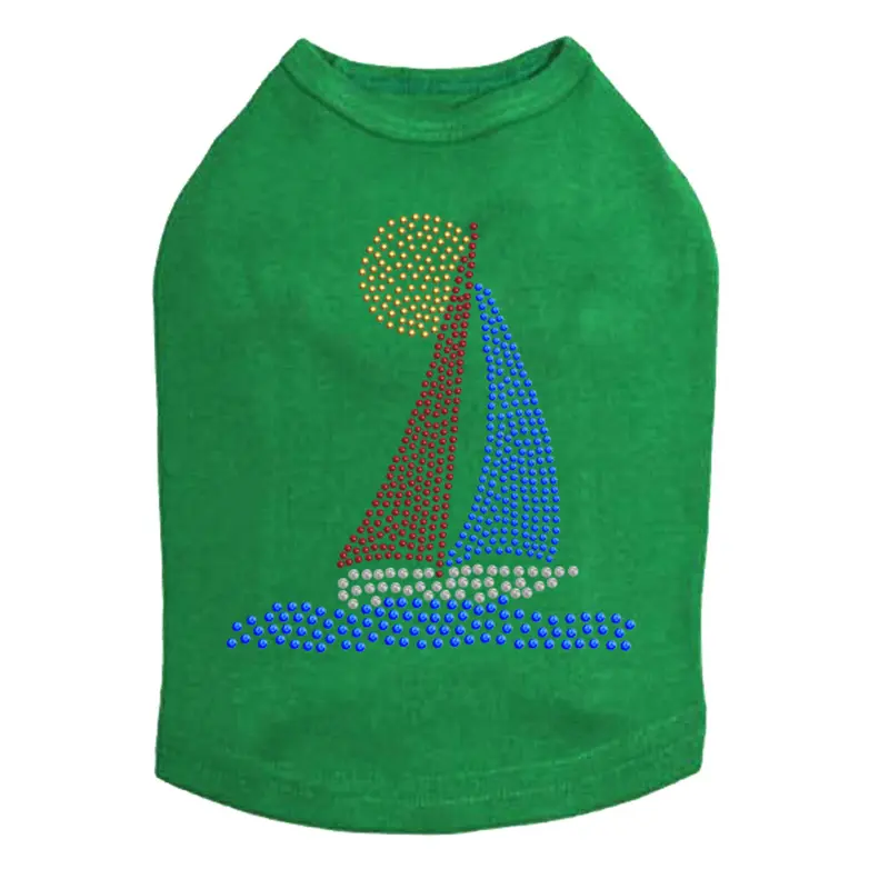 Sailboat (Rhinestud)  - Dog Tank
