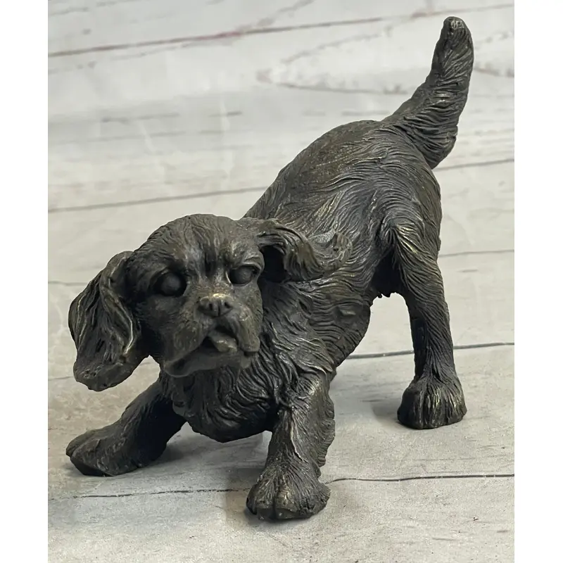 Cavalier King Charles Spaniel Puppy Dog Bronze Metal Sculpture Statue Figurine