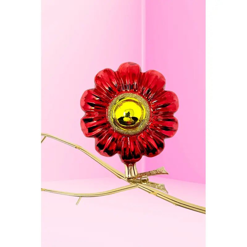 Poppy Boho Charm Clip-On Polish Glass Ornament